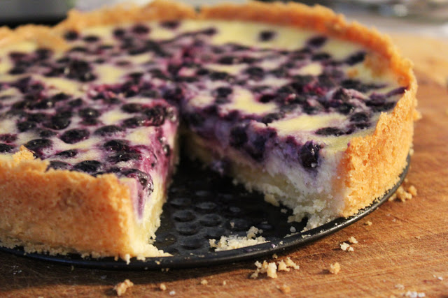 Rezept für leckere Blaubeer-Vanille-Tarte mit Schmand knusprige Tarte mit Blaubeeren