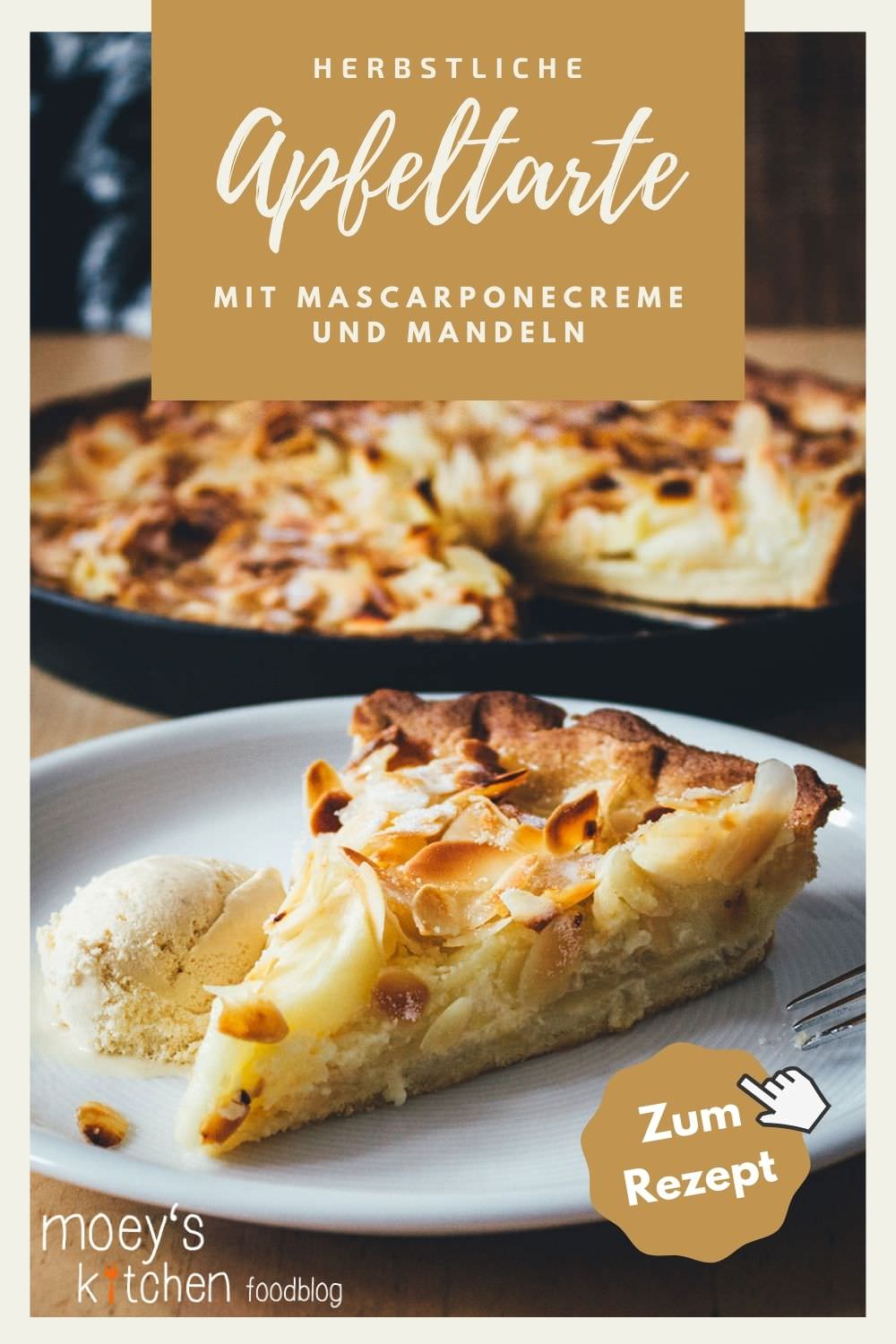 Rezept für Apfeltarte mit Mascarponecreme und Mandeln | der perfekte Apfelkuchen für den Herbst | moeyskitchen.com #rezepte #foodblogger #apfelkuchen #apfeltarte #tarte #kuchen #herbst #backen #backrezept