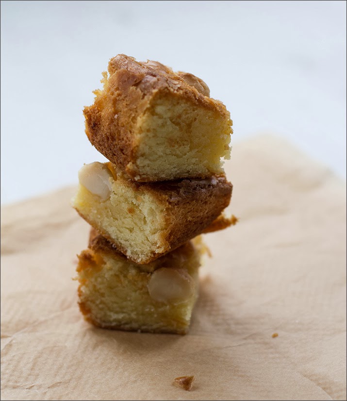 Saftige Blondies mit braunem Zucker, weißer Schokolade und gesalzenen ...