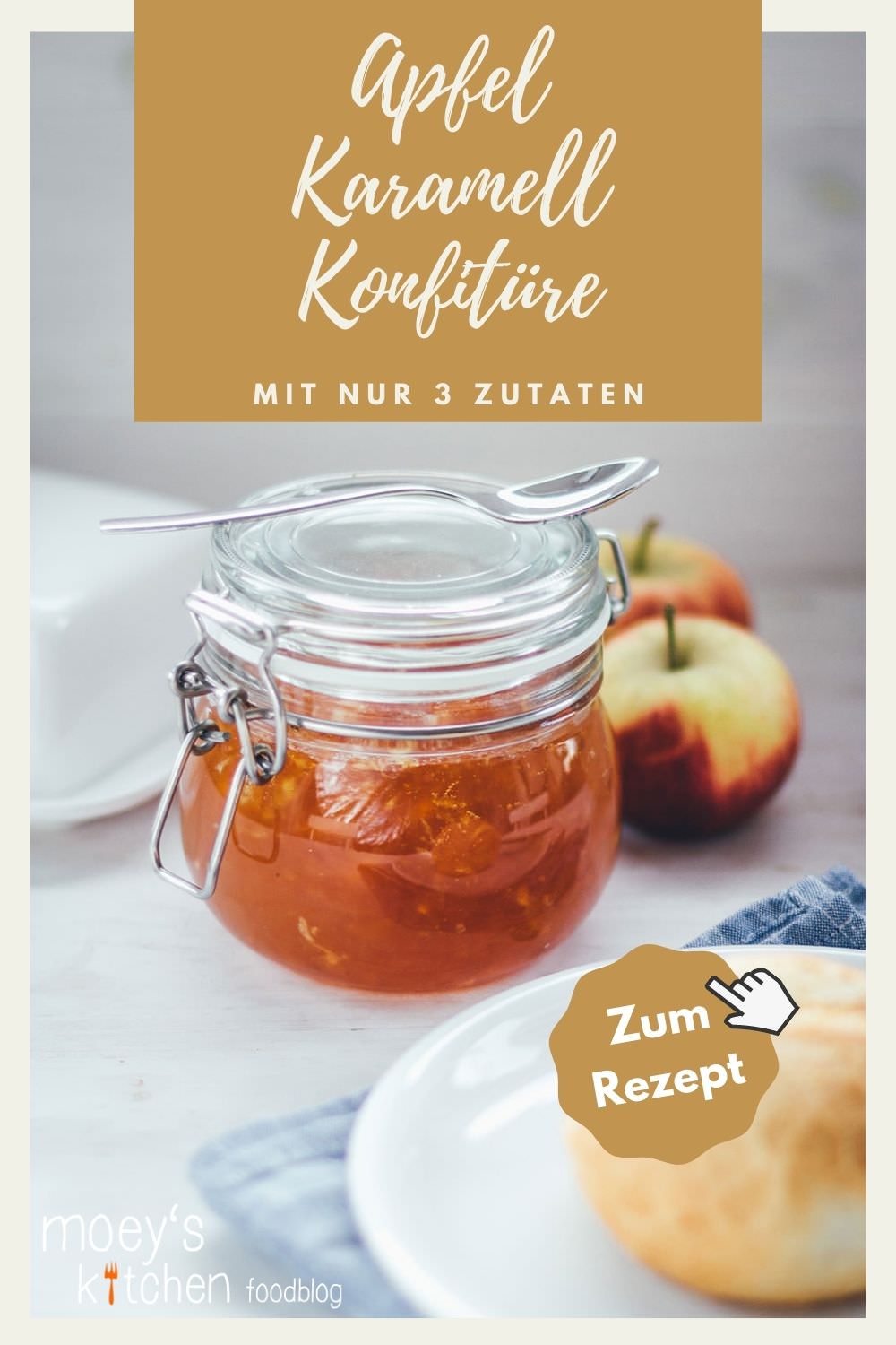 Rezept für Apfel-Karamell-Konfitüre ohne Gelierzucker | leckere Apfel-Marmelade für den Herbst | moeyskitchen.com #rezept #foodblog #foodblogger #marmelade #konfitüre #fruchtaufstrich #äpfel #apfelkonfitüre #apfelmarmelade #apfelaufstrich #herbstrezept #einmachen #einkochen