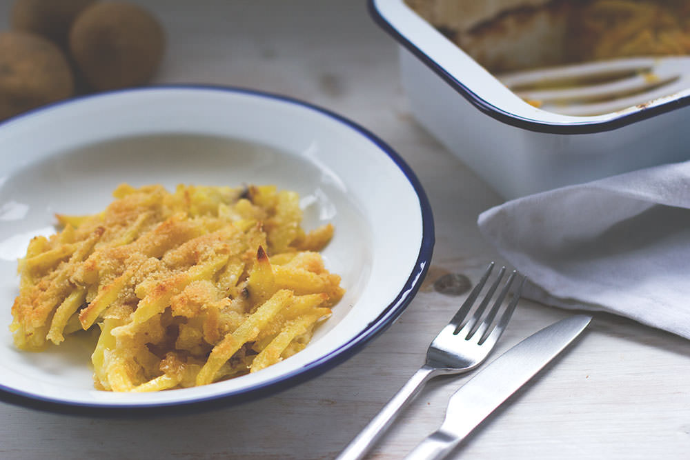 Rezept für den schwedischen Kartoffelauflauf Janssons frestelse (Janssons Versuchung) für die Blogparade Die Kartoffel weltweit