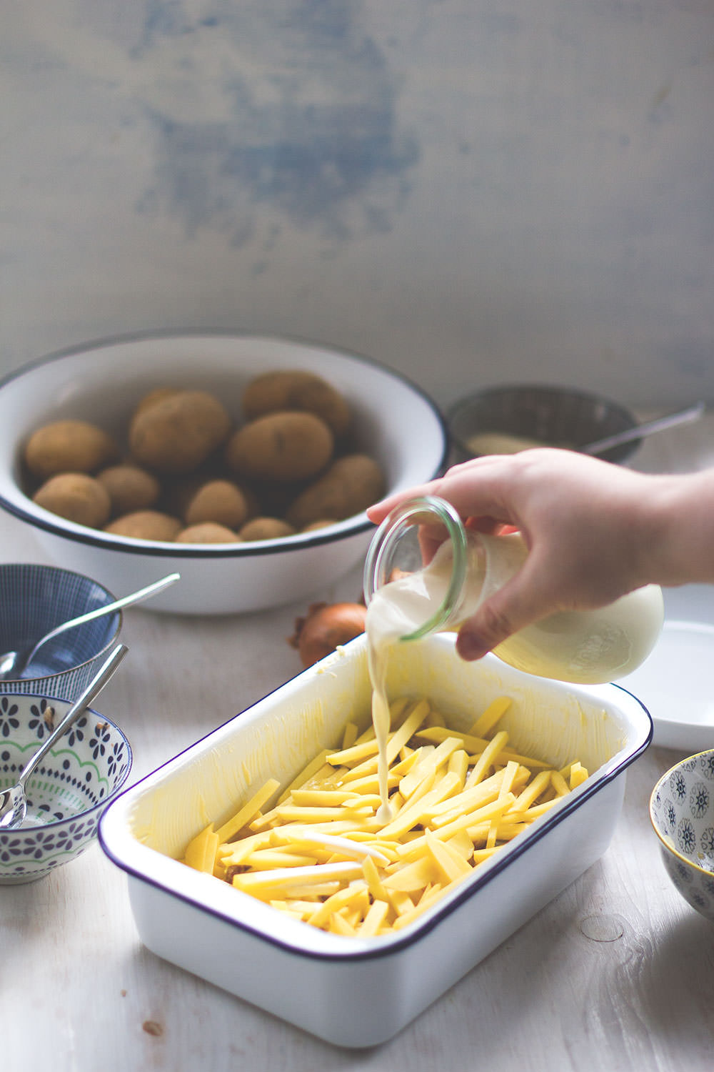 Rezept für den schwedischen Kartoffelauflauf Janssons frestelse (Janssons Versuchung) für die Blogparade Die Kartoffel weltweit