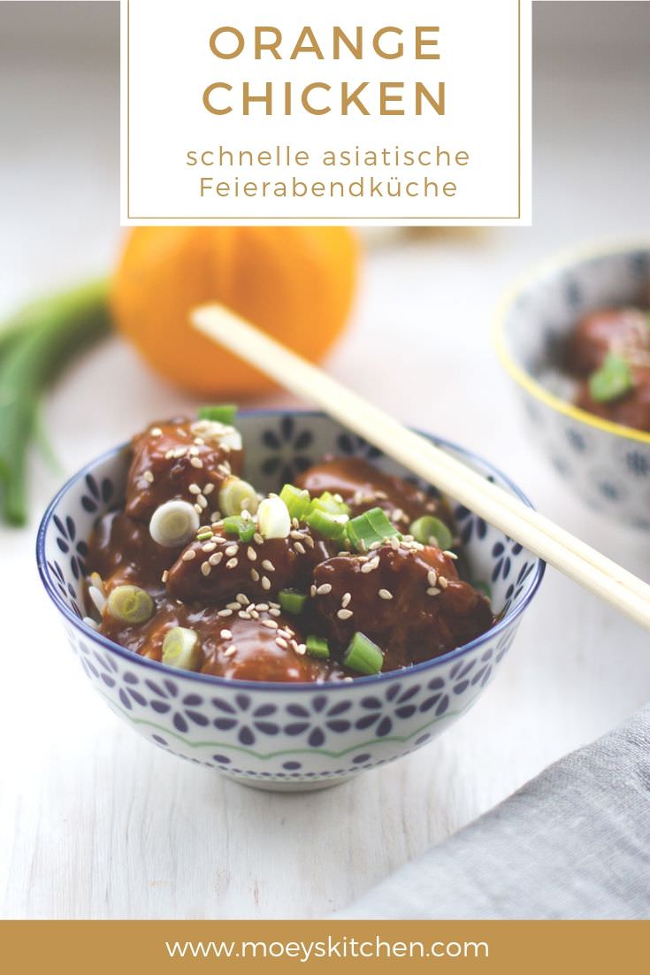 Rezept für leckeres Orange Chicken | schnelle asiatische Feierabendküche mit Hühnchen, Orangensauce und Reis | moeyskitchen.com #orangechicken #hühnchen #reis #sesam #orangen #asiatischeküche #kochen #rezepte #feierabendküche #foodblogger