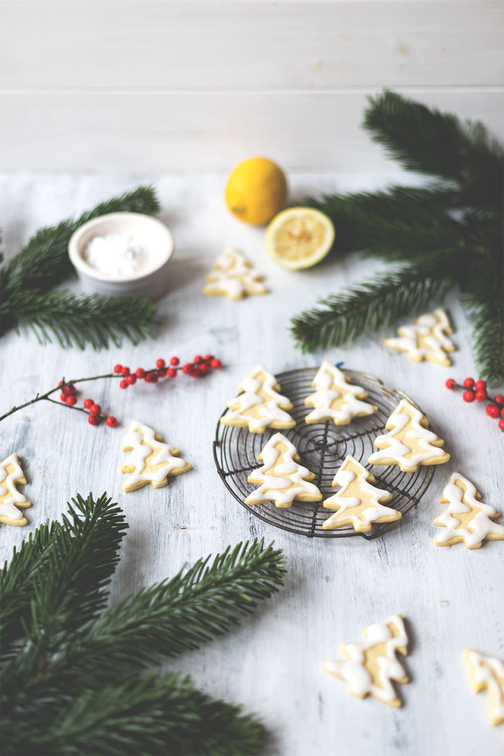 Rezept für Butterschmalz-Zitronen-Tannenbäumchen: einfache Ausstech-Plätzchen für Weihnachten | moeyskitchen.com