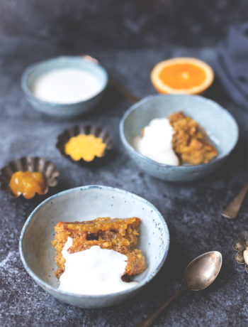 Rezept für süßen Orangen-Polenta-Auflauf mit Crème fraîche | moeyskitchen.com