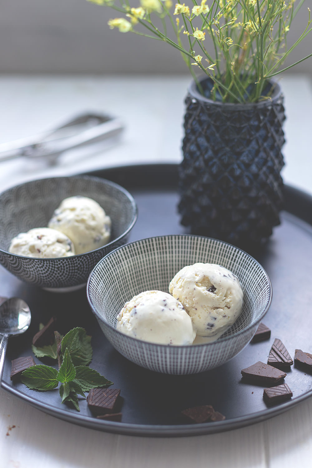 Rezept für cremiges Minz-Schoko-Eis mit frischer Minze und Schokostückchen | moeyskitchen.com