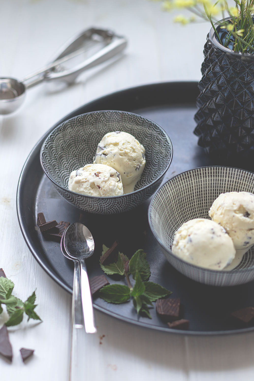 Minz-Schoko-Eis mit frischer Minze und Schokostückchen - moey&amp;#39;s kitchen ...