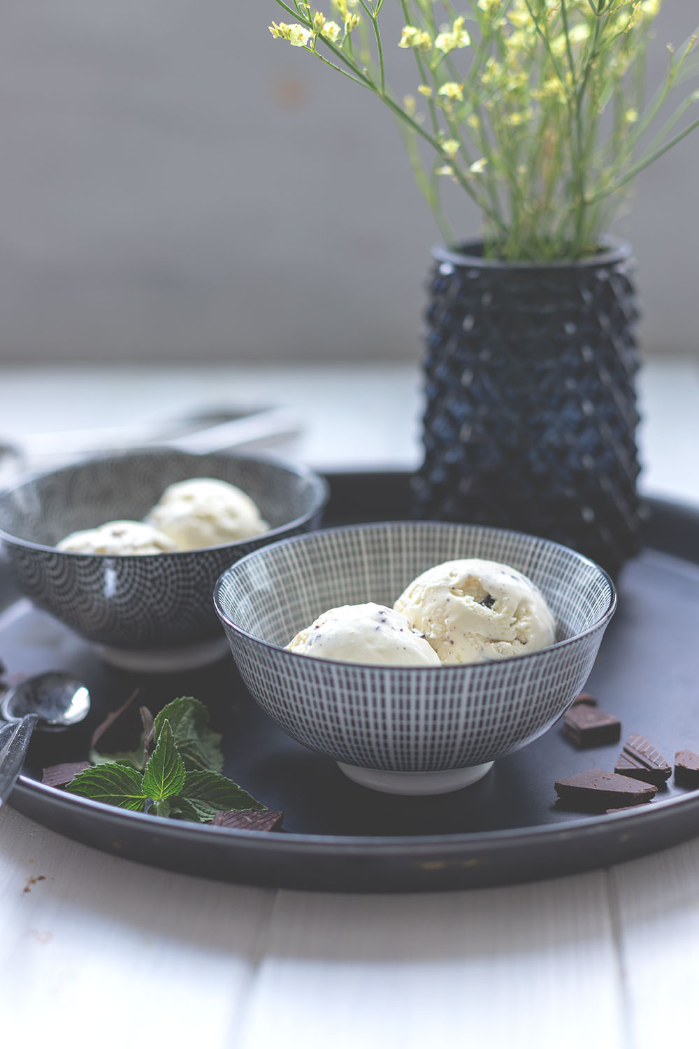 Rezept für cremiges Minz-Schoko-Eis mit frischer Minze und Schokostückchen | moeyskitchen.com