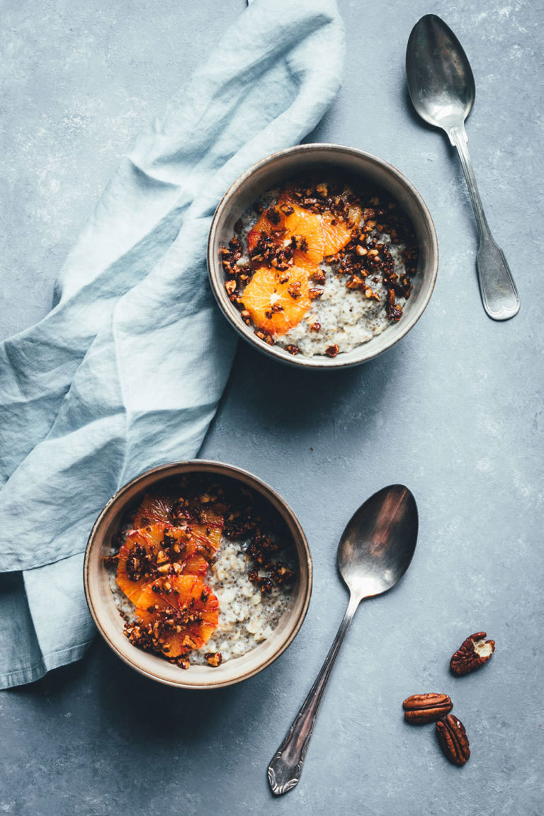 Chia-Porridge mit Pekannuss-Zimt-Crunch und Blutorange - moey&amp;#39;s kitchen ...