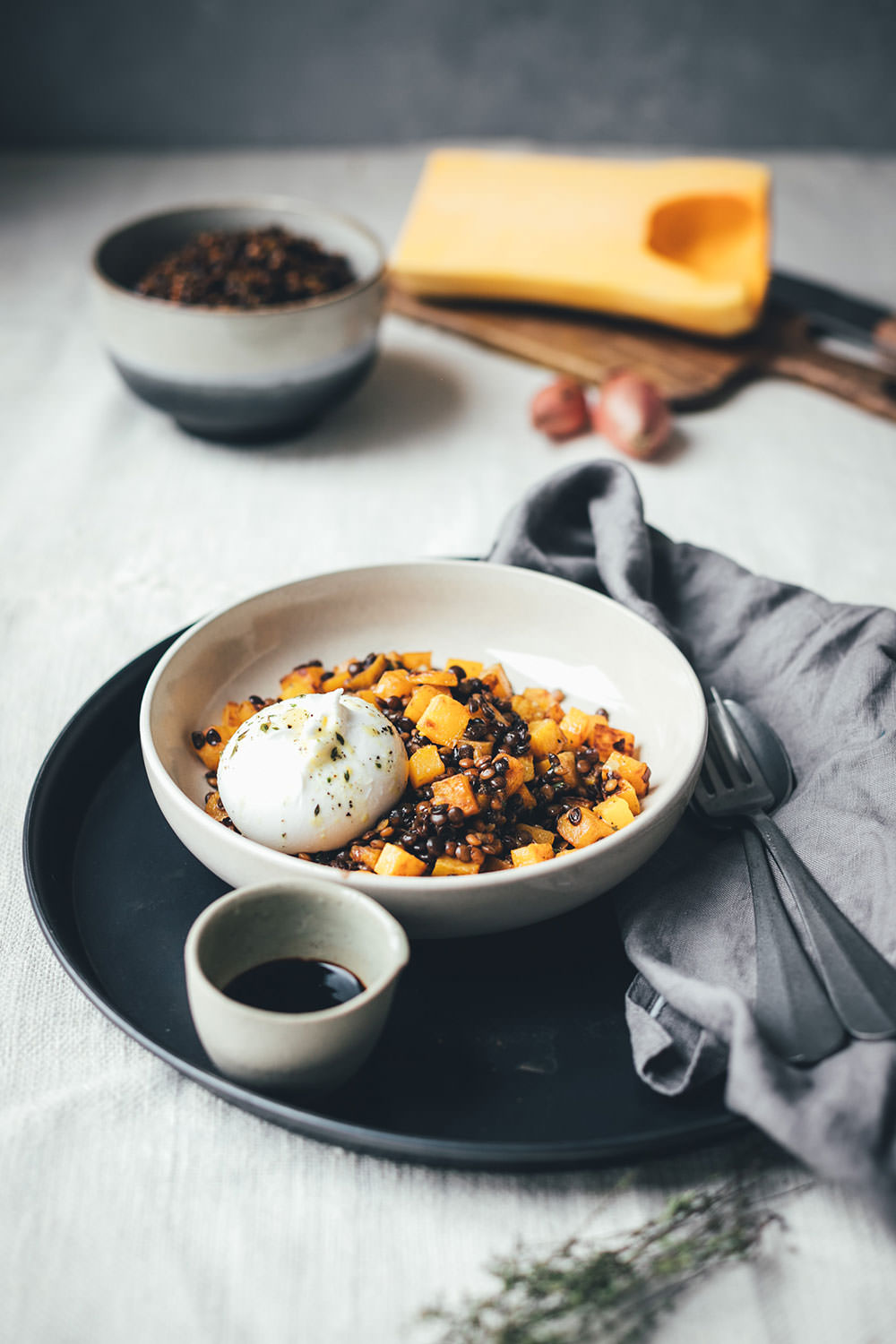 Balsamico-Linsen mit Aceto Balsamico di Modena g.g.A., gebratenem ...