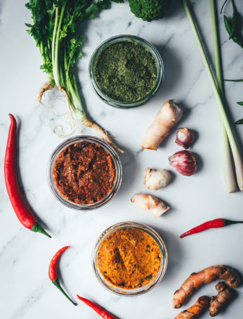 Rote, grüne und gelbe Currypaste für Thai-Curry. Grundrezepte für den Thermomix. | moeyskitchen.com