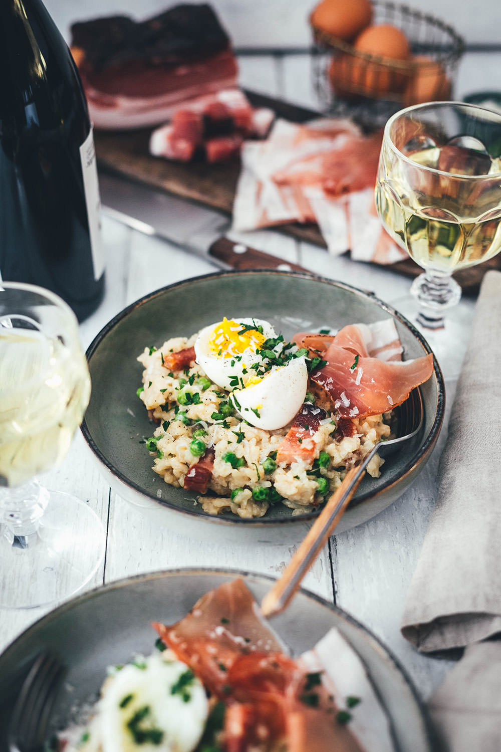 Risotto Carbonara aus dem Ofen mit zweierlei vom Südtiroler Speck g.g.A ...