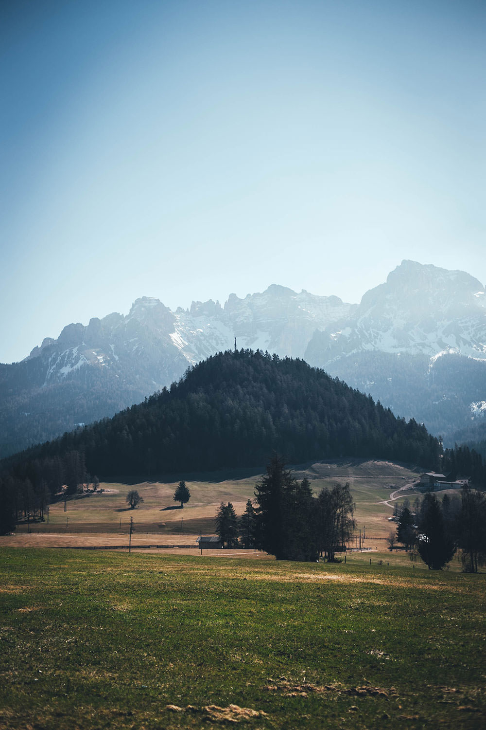 Saftige Wiesen auf einem Bergbauernhof in Südtirol