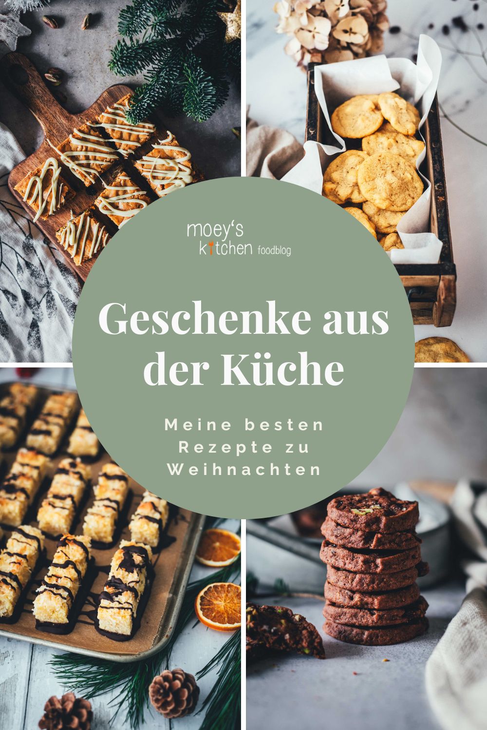 Collage der Rezeptsammlung Geschenke aus der Küche – mit vier leckeren Gebäckmotiven als Titelbild für meine Rezeptsammlung