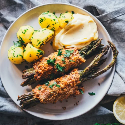 Spargel Cordon Bleu aus dem Airfryer mit grnem Spargel